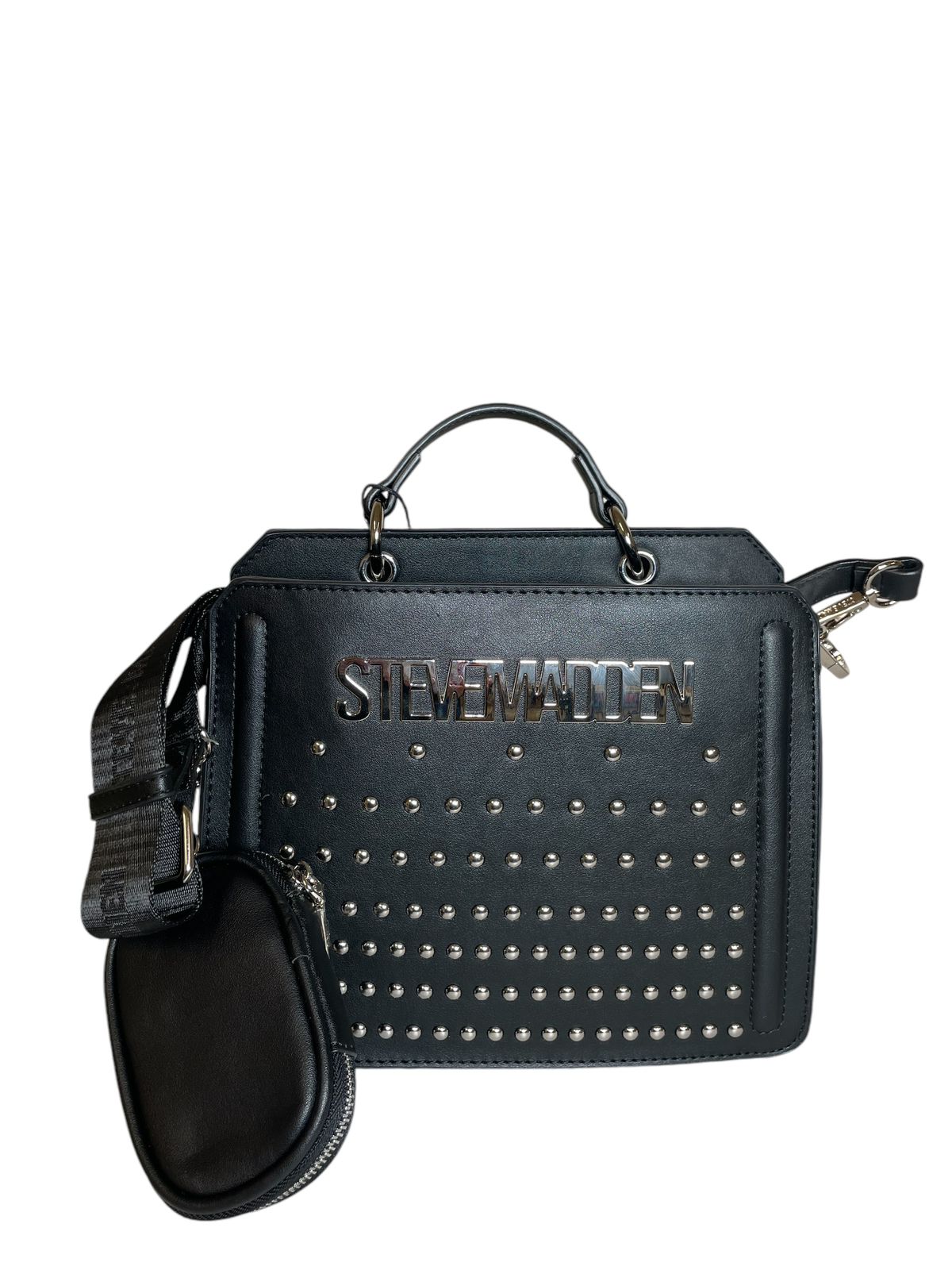 BOLSA VIRAL STEVE MADDEN NEGRA CON PERLAS PLATEADAS